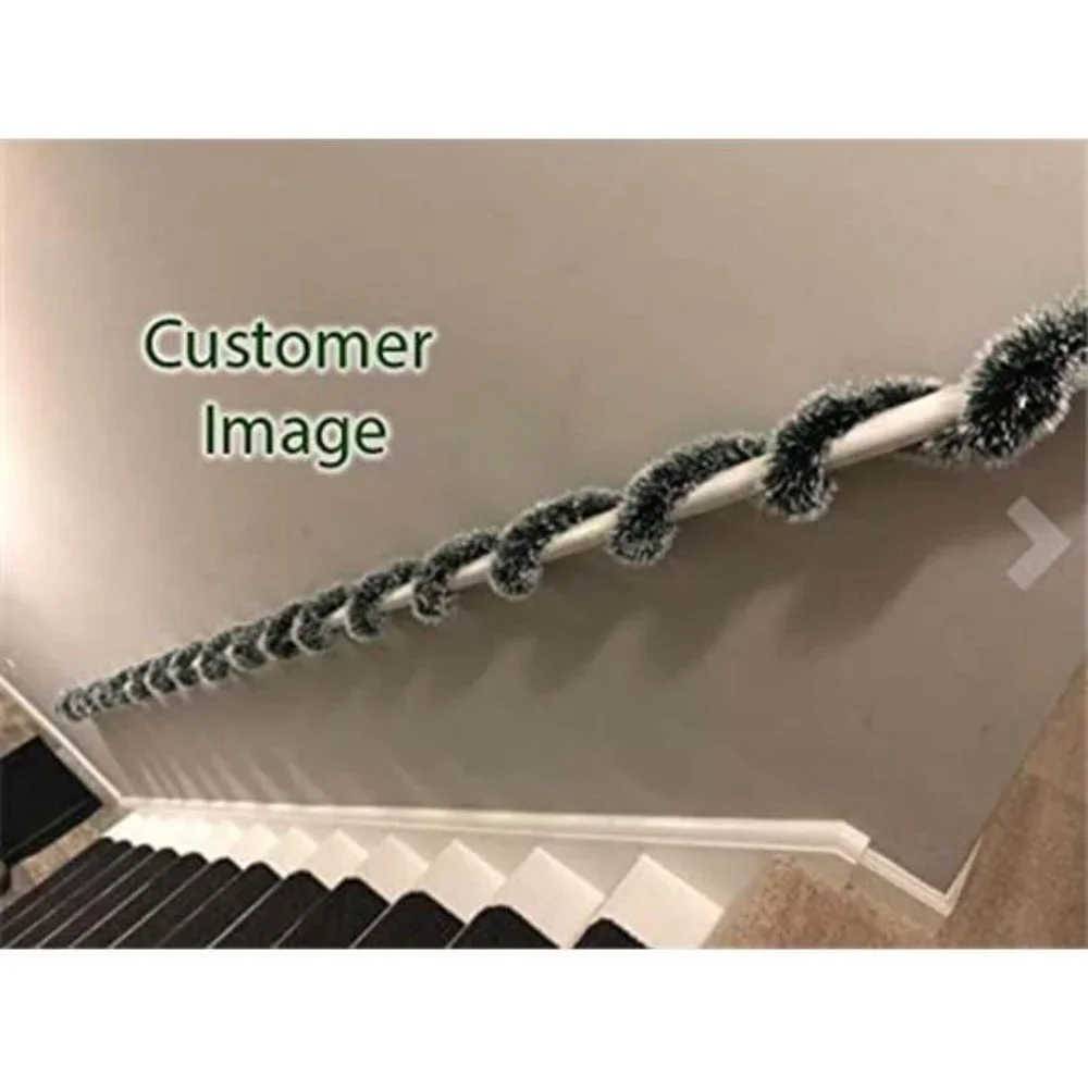 Christmas Tree Pine Green Frost Tip Tinsel Garland Snowy Metallic Streamers